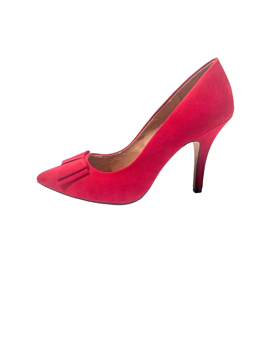 Apt. 9 Red Suede Pointed-Toe High Heel Pump with Bow